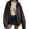 Оптовая торговля изготовленные на заказ высококачественные женские кожаные бейсбольные коричневые куртки-бомберы больших размеров для женщин