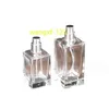 Bouteille de parfum en verre à fond épais transparent de forme cuboïde de 30 ml 50 ml 100 ml avec sertissage à pression sur atomiseur en métal et grand capuchon en métal