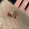 Stud Earrings Exquisite Maillard Brown Fallen Leaf 2024 Autumn And Winter High-end Temperament Earring Celebrity Style