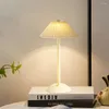 Table Lamps Warm Night Light With Pleated Umbrella Lampshade Nordic Style Desktop Reading Lamp USB Charging 3 Color For Home Decor