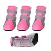 Abbigliamento per cani 4 pezzi Sneakers per animali domestici Nastro di fissaggio riflettente Rete antiscivolo per cani traspirante per esterni