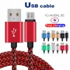 Cabos usb 2a tipo c, adaptador de carregamento de sincronização de dados, espessura forte, cabo micro trançado para iphone, samsung, huawei, xiaomi