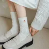 Konlee Oem Meias Infantis New Style Embroidery White Color Girls Crew Custom Design Socks Womens