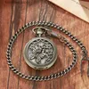 Pocket Watches Butterfly Hollow Pocket Skeleton Steampunk Mechanical Fob Es Vintage Clock Pendant Hand Winding Man Relogio de Bolso L240322