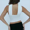 Canottiere da donna Gaono Top da donna sexy con scollo all'americana senza spalline e spalle scoperte a fascia Crop Top senza schienale scava fuori bustino senza maniche