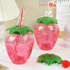 Wine Glasses 4 Pcs Strawberry Cup Students Milk Tea Plastic Cups Tumbler Lid Drinking Kids