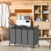 Sacos de lavanderia SimpleHouseware 4-Bag Heavy Duty Sorter Rolling Cart Cinza Escuro