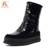 Boots PRXDONG 2023 New Fashion Autumn WInter Warm Snow Boots Qulaity Leather Med Heels Platform Black Silver Real Fur Dress Casual 39