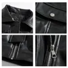 Motorcycle Leather Jacket Mens Loose Double Pocket Casual Lapel Pilot 240308