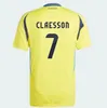 2024 Suède Larsson Mens Soccer Jerseys Équipe nationale Rétro Dahlin Brolin Ingesson Accueil Jaune Bleu Chemises de football pour adultes Uniformes Kit enfants 888