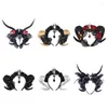 Hair Clips Simulation Sheep Horn DIY Cosplay Hoop Artificial Ox With Flower Feather Decor Carnival Halloween Materials