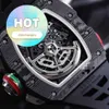 Hot RM Movement Wrist Watch Mens Watch RM65-01 Série RM6501 NTPT Black Carbon Fiber Dial 43.15*49,95mm Rastreamento duplo