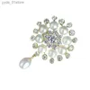 Pins Broches OKILY luxe broche 2024 perle d'eau douce broches broches pour femme zircone fleur vraie perle Broch exquis pendentif accessoire L240323