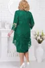 Hunter green Half Sleeves Lace Mother Of The Bride Dresses Sheath Two Pieces Wedding Guest Dress Knee Length Plus Size Formal mother Outfit