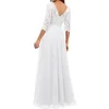 Casual Dresses Elegant Lace Chiffon Spliced Long Dress For Women 2024 Summer Solid Color Wedding Evening Party Vestidos De Fiesta