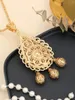 Pendentif Colliers Collier Femme Algérienne Creux Fleur Design Métal Arabe Mariée Luxe Kaftan Bijoux De Mariage Twist Chaîne Accessoires