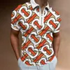 2024 Summer 3D Mönster dragkedja polo skjorta herr t-shirt avslappnad stor kortärmad topp