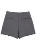 TRAF Grey Skirt Shorts High Waist Wrap Short Skirts Women Y2K Streetwear Asymmetric Skort Spring Fashion Casual Skirt Pants 240323