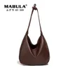 MABULA Knot Handle Women Hobo Shoulder Purse Vintage Big Capacity High Quality Leather Sling Crossbody Handbag Casual Work Bag 240305