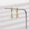 Boucles d'oreilles pendantes VENTFILLE 925 timbre argent or couleur étoile boucle d'oreille pour femmes fille géométrie croix Hip Hop bijoux cadeau d'anniversaire goutte