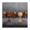Decorative Figurines Vintage Dining Table Decoration Wooden Wine Water Cup Handle Wood Goblet Cups Kitchen Bar Drinkware Teacup Festival