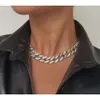ヒップホップゴールドキューバンリンク、クリスタルダイヤモンドチェーンの女性の宝石用のネックレス