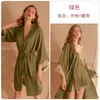 Casual Dresses TVVOVVIN Fashion Mature Charm Sexy Thin Satin Lace Cardigan Up Bathrobe Suspender Women's Home Clothes Dress IMU4