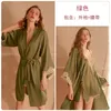 Robes décontractées TVVOVVIN Mode Mature Charme Sexy Mince Satin Dentelle Cardigan Up Peignoir Jarretelle Vêtements Pour Femmes Robe IMU4