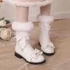 Boots Autumn and Winter fashion High heels Women's boots Rabbit hair sweet pearl Butterflyknot Lolita Style Modern Boots HIGH 3CM