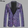 Mens Magic Color Color-Blocking Sequin blazer Singer Host Stage Performance blazer 240313