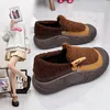 Casual Shoes Loafers Fur Women Boots Flats Platform Round Toe Comfortable Work Winter Plush Warm Cotton Walking Lady Zapatos