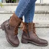 Stövlar Autumn Vintage Ankle Boots Women New Solid Color Pet Casual Women's Shoes Female Heel Round Toe Boots