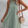 Casual Dresses Canwedance Fashion Hollow Out Short Dress Sleeveless Halter Mini Brodery Cotton White Round Neck Summer Vestidos