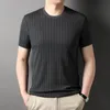 Top Grade Jacquard Nylon Spandex Designer Brand Tops Mens Plain Summer t Shirt Short Sleeve Casual Fashion Mens Clothes 240309