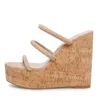 Slippers 2024 European And American Patchwork Simple High Heel Women Wedges Platform Mule Shoes Sexy Pointed Toe Beach