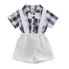 Kledingsets Baby Boy Zomeroutfit Korte mouw Bowtie Shirts Romper Jarretel Shorts Set Baby 2 stuks Herenkleding