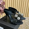 Designer Sandals Summer New Women's Slim High Heel Sandals High Luxury Crystal Decoration Sexy Open Heel Evening Dress Party Dress Shoes Wedding Shoes 11cm With box