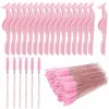 24pcsプラスチックLES鉗子Clip False Seeel Extensiアプリケーターヘアピンセット100pcs使い捨てブラシMascara Wands Tools X0CV＃