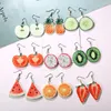 Dangle Earrings Fruits Drop Creative Pendant Earring For Summer Beach Jewelry ( Strawberry )