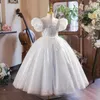 blu Fiore Ragazze Abiti Per Matrimoni principessa Pizzo Tulle Perle Backless Principessa Bambini Matrimonio Compleanno Festa Abiti Bambini Matrimonio Compleanno Abito per bambini