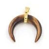 Pendant Necklaces FYSL Light Yellow Gold Color Tiger Eye Stone Crescent Moon For Gift Lapis Lazuli Jewelry