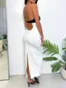 Abiti casual Abito tubino da donna S Colore a contrasto senza spalline senza schienale tagliato a fessura aderente maxi estate spiaggia streetwear