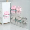 Hooks 3 In 1Folding Slippers Holder Shoes Hanger Self Adhesive Storage Towel Racks Bathroom Rack Wall Mounted Shoe Organizer