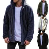 Jaquetas masculinas casuais masculinas inverno quente urso de pelúcia bolso casaco de lã com capuz outwear solto plus size coatmens