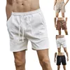 Shorts masculinos verão grande bolso de malha retro cintura elástica esportes solto casual calças trimestre carga bermuda masculina