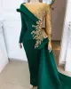 Plus maat Arabisch donkergroene luxueuze prom -jurken Lace kristallen avond formeel feest tweede receptie verjaardag verlovingsjurken jurken