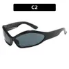 2 PCS Fashion Luxury Designer Y2K Solglasögon 2023 Nya sportvindsäkra solglasögon Trend Personliga främmande solglasögon för kvinnor