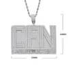 Liste Bling CZ Letter Cfn Wisiant Naszyjnik Srebrny Kolor Pełny cyrkon 5A Pochodził z Nothing Charm Men Fashion Hiphop Jewelry240312