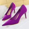 Dress Shoes Satin Women Pumps 2024 Purple High Heels Fashion Stiletto Luxury Noble Party