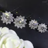 Boucles d'oreilles personnalisées en or blanc massif 14K pour femmes, 0.5 1 2 3 carats, diamant rond Moissanite, fête de fiançailles, de mariage, tournesol